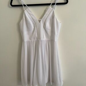 BCBG strappy white mini dress with crochet detail size 4